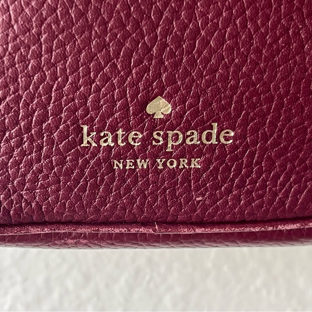 Kate Spade Pebbled Leather Crossbody Should Purse Bag-Burgundy/Maroon-Preppy-Wmn - Picture 6 of 15